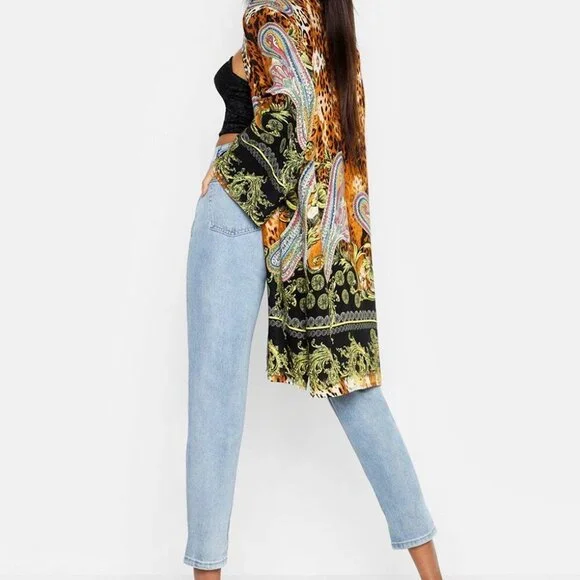New Boohoo Beautiful Animal Print & Paisley Kimono sz medium - Picture 3 of 7